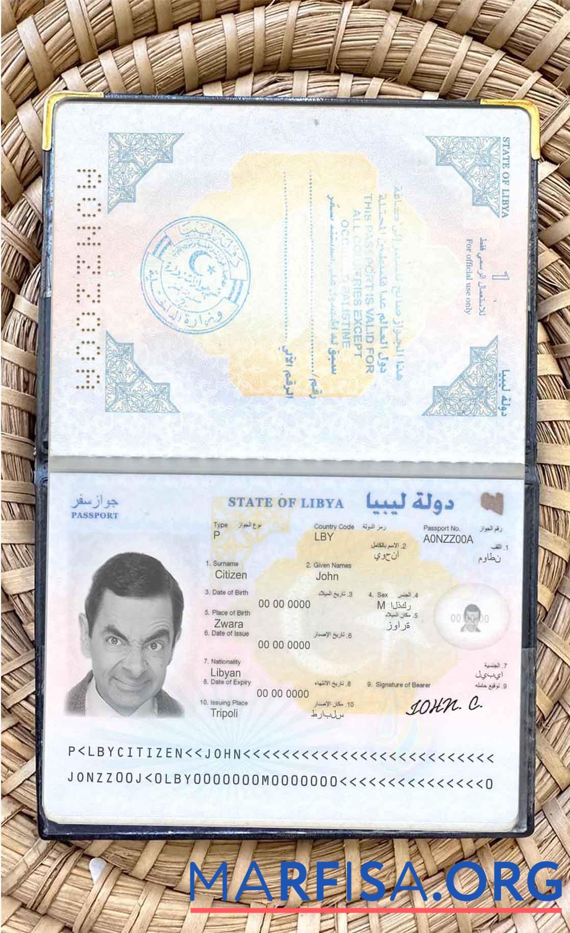 Printable Libya passport photo look template